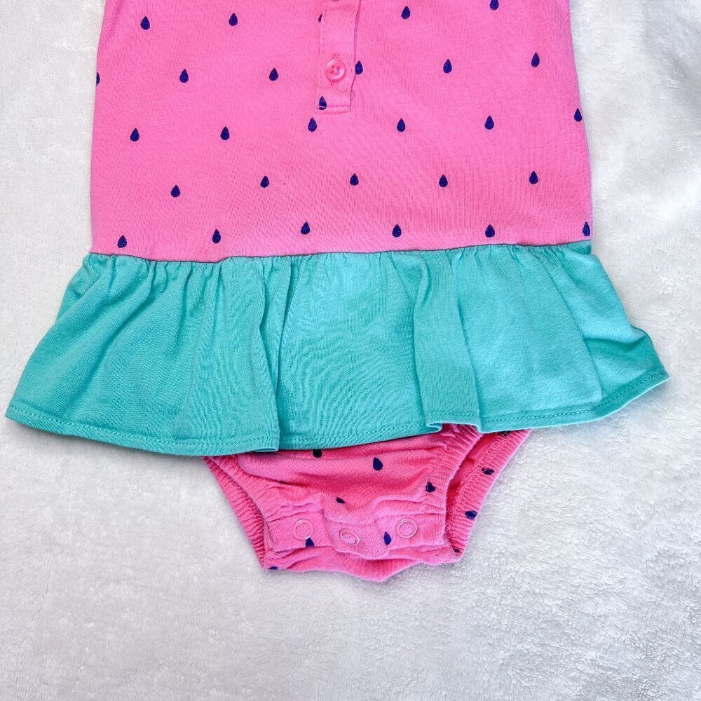 Carter's Baby Girls Bodysuit | Skirted | 12 Months | Watermelon | Pink | Cute - Picture 4 of 9